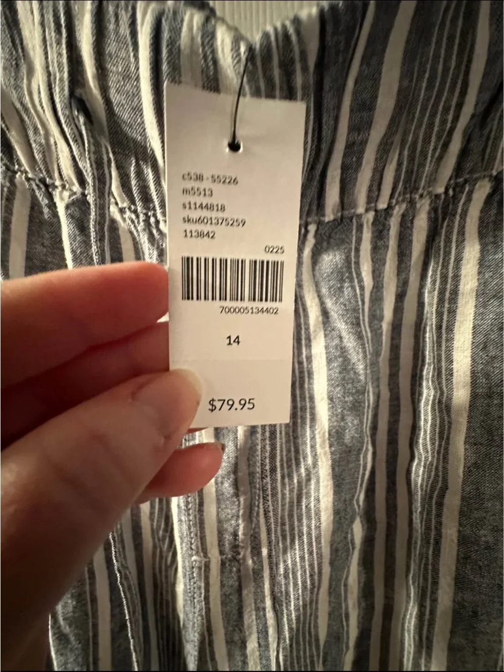 Lane Bryant NWT Navy and White Striped Wide-Leg Pants